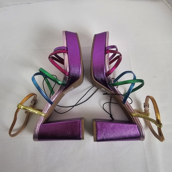 Pop Fuchsia Multi Colored Kallie Heeled Sandals Size 8 - Picture 6 of 13